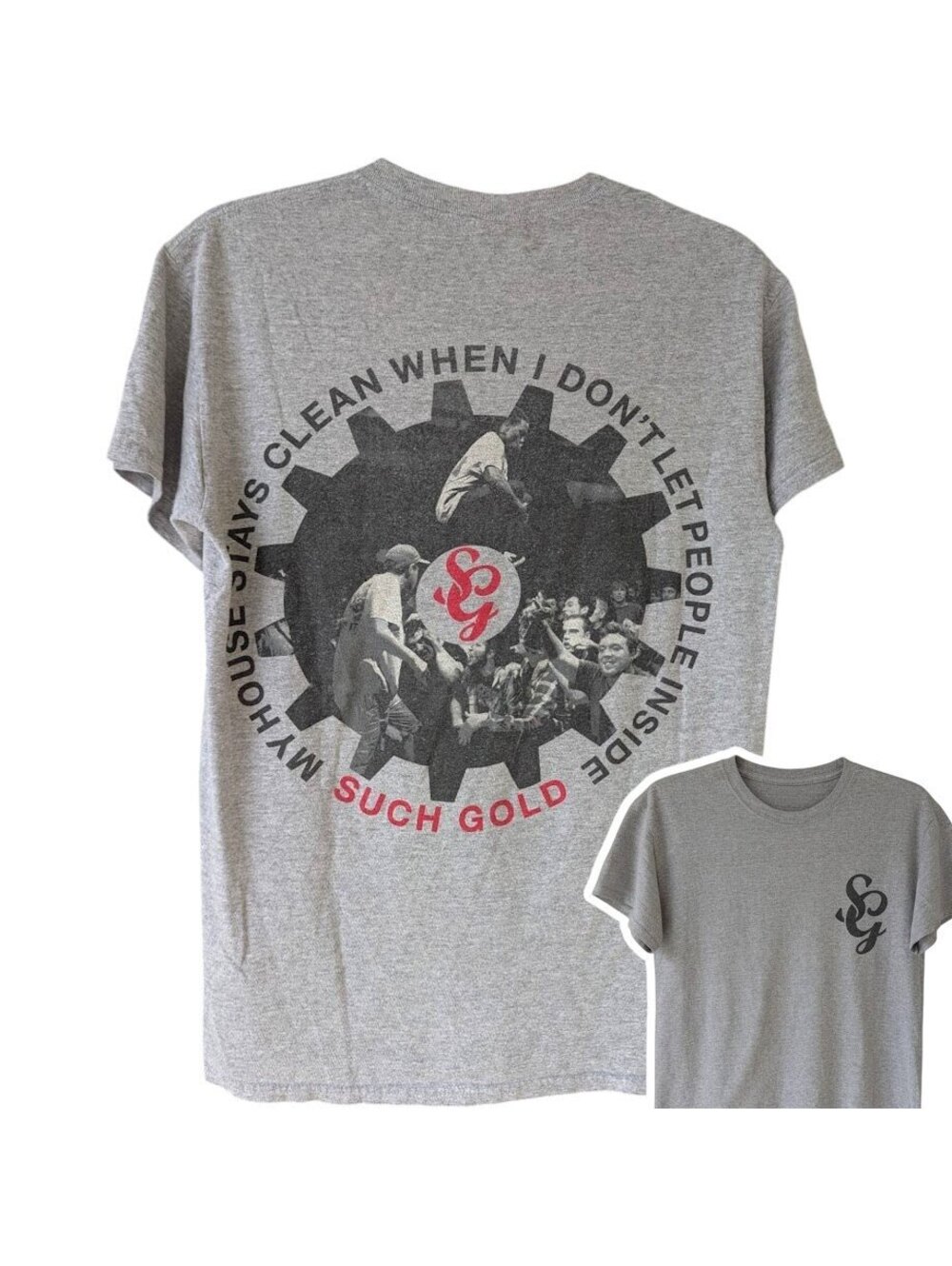 Gildan Mens S Such Gold Band T-Shirt Melodic Hardcore Pop Punk Gray 18x25.5